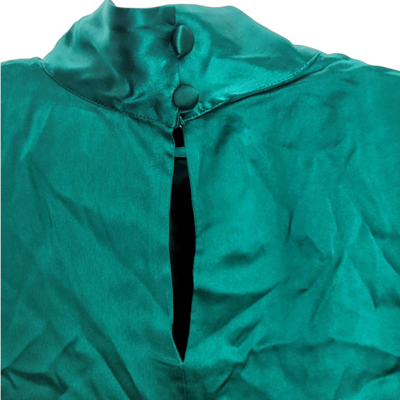 Talbots Vintage Petite Silk Satin Turtleneck Luxe Button Back Long Sleeve Blouse - Picture 10 of 15